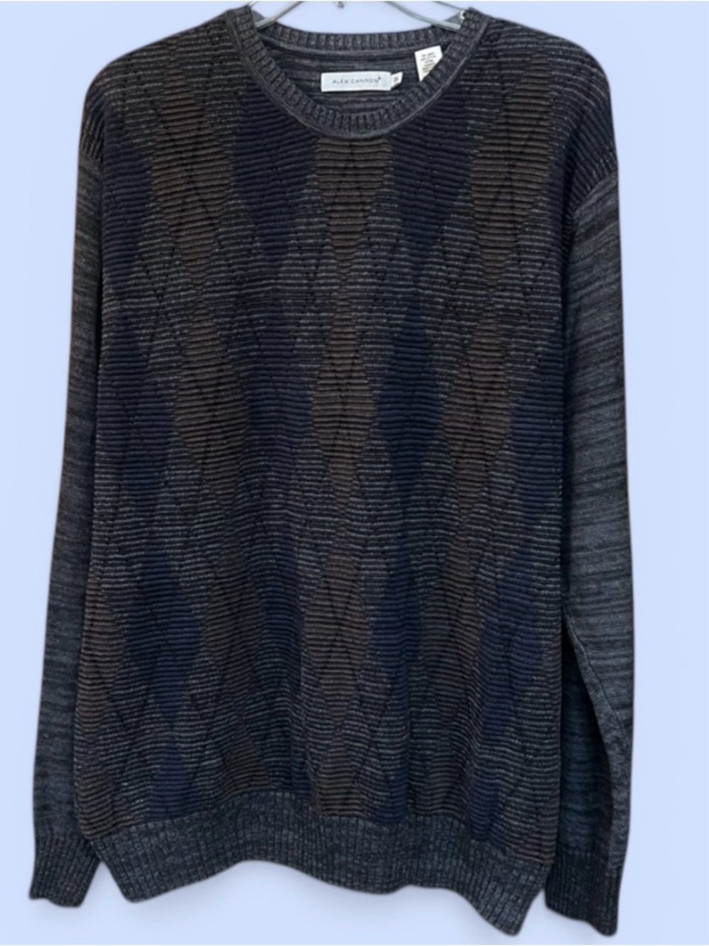 Men’s Pullover Cotton‎ Sweater Jumper Argyle Alex Cannon VTG Sz XL EUC